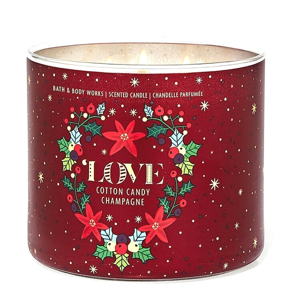 LOVE COTTON CANDY CHAMPAGNE 3-WICK CANDLE BY BATH AND BODY WORKS - Picture 1 of 1